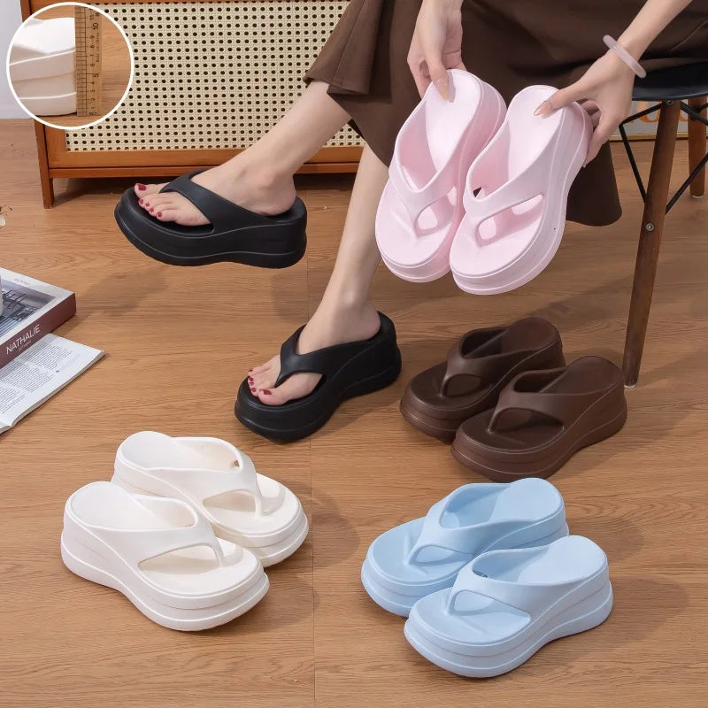 Elevate Your Summer Style with Our 6CM Thick Bottom EVA Flip Flops for Women – Fashionable, Comfortable, and Versatile!