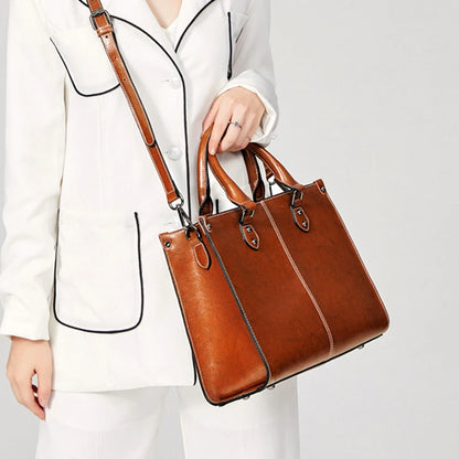 Stylish Genuine Leather Tote Bag for Women – Versatile Crossbody & Shoulder Handbag