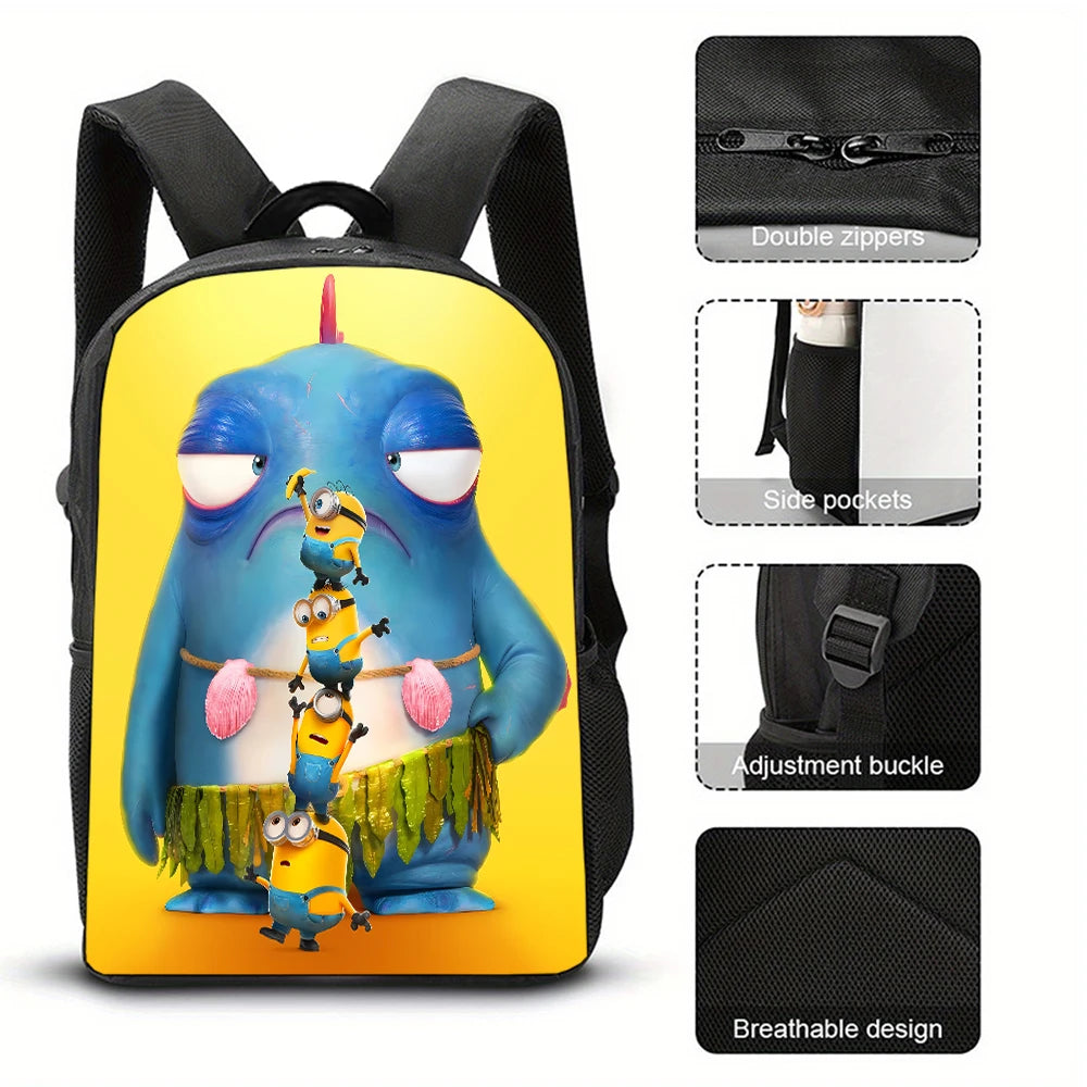 2026 Waterproof Minions Backpack - Stylish Anime Schoolbag with Large Capacity for Students - Perfect Gift for Ages 14+