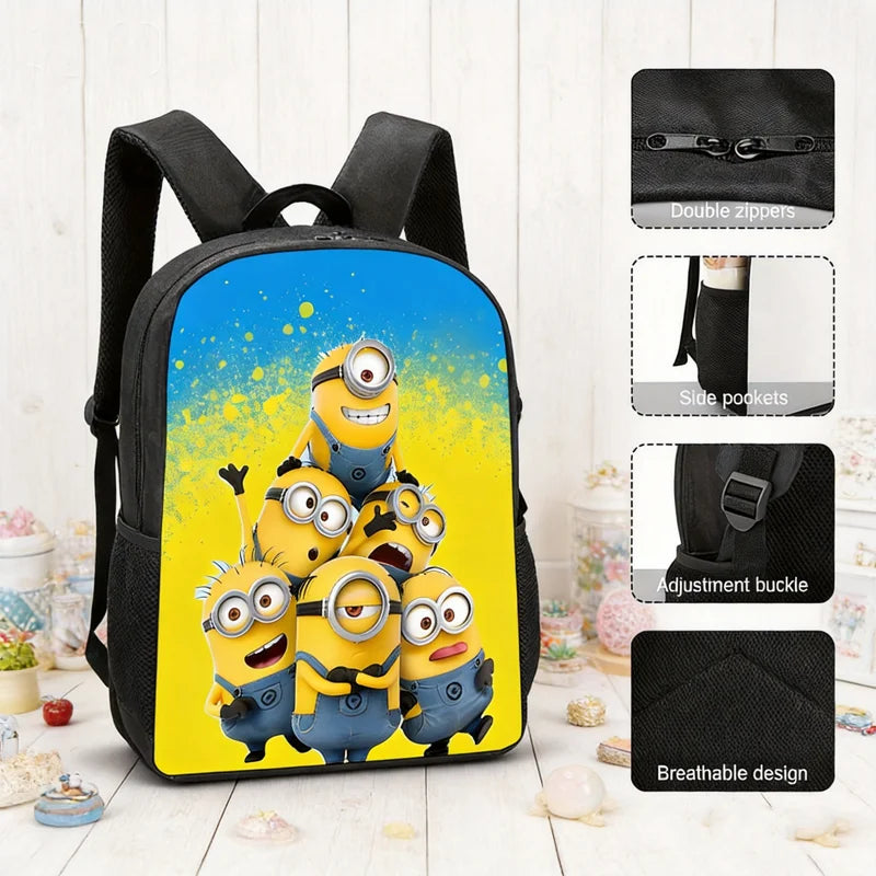 2026 Waterproof Minions Backpack - Stylish Anime Schoolbag with Large Capacity for Students - Perfect Gift for Ages 14+
