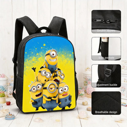 2026 Waterproof Minions Backpack - Stylish Anime Schoolbag with Large Capacity for Students - Perfect Gift for Ages 14+