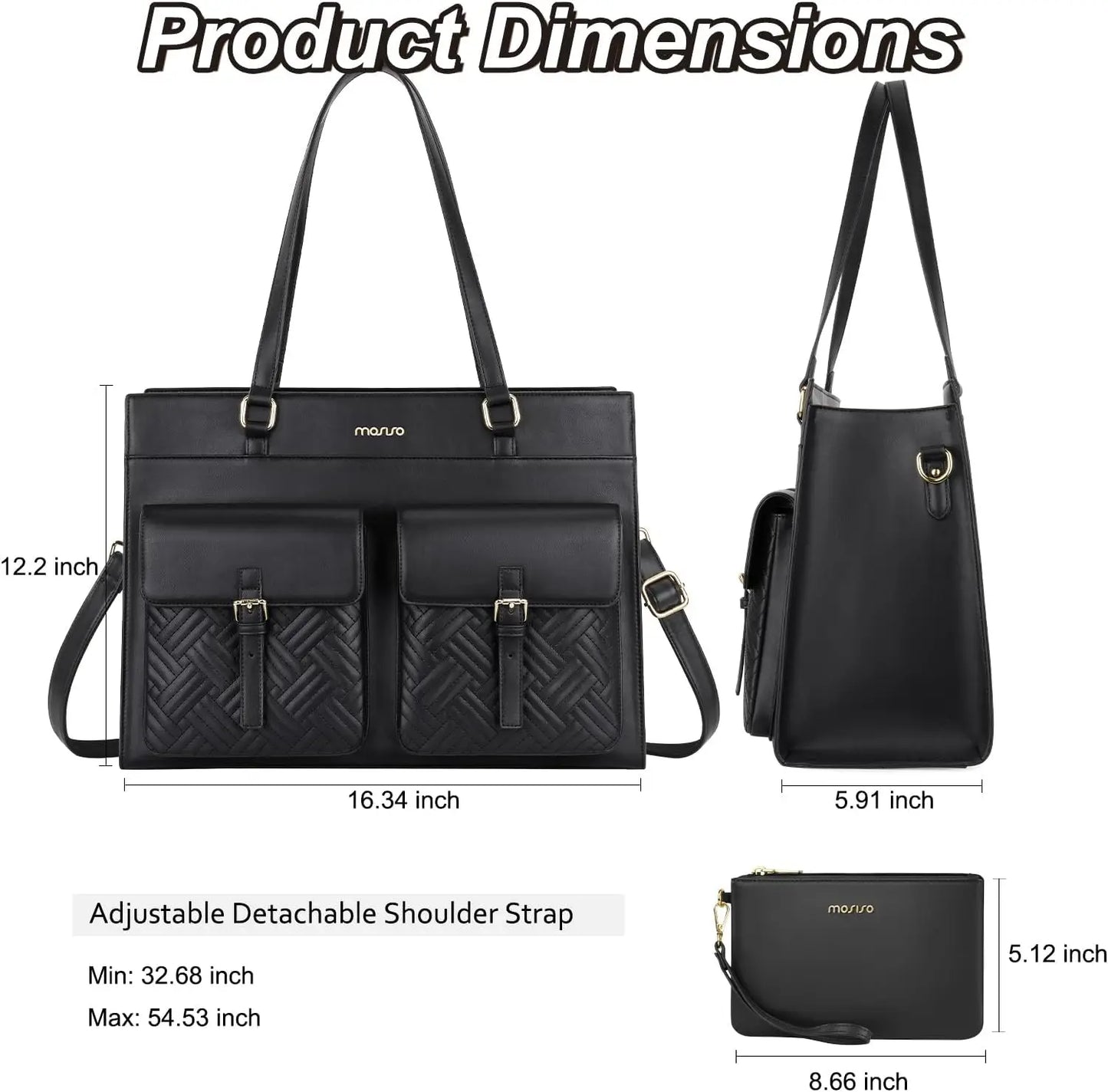 Torekov - Elegant PU Leather Laptop Tote & Shoulder Bag for Women (15.6") – Stylish & Spacious Design
