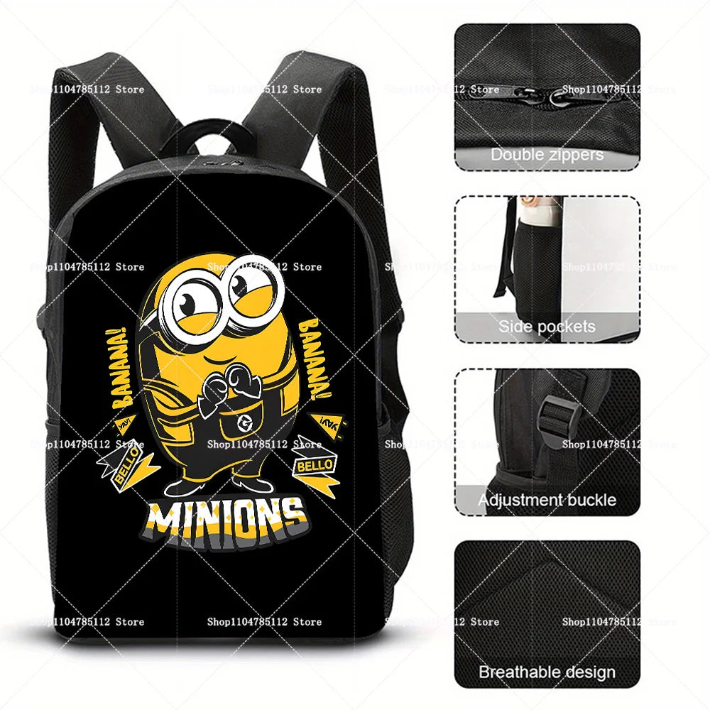 2026 Waterproof Minions Backpack - Stylish Anime Schoolbag with Large Capacity for Students - Perfect Gift for Ages 14+