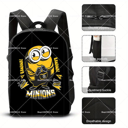 2026 Waterproof Minions Backpack - Stylish Anime Schoolbag with Large Capacity for Students - Perfect Gift for Ages 14+