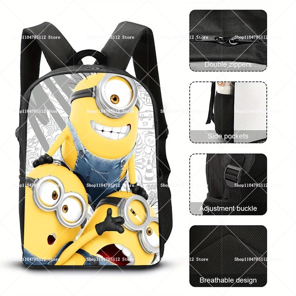 2026 Waterproof Minions Backpack - Stylish Anime Schoolbag with Large Capacity for Students - Perfect Gift for Ages 14+