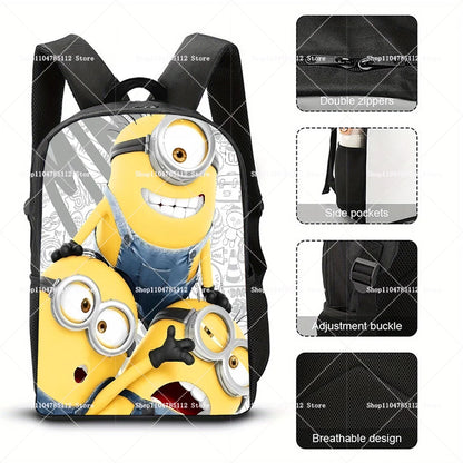 2026 Waterproof Minions Backpack - Stylish Anime Schoolbag with Large Capacity for Students - Perfect Gift for Ages 14+