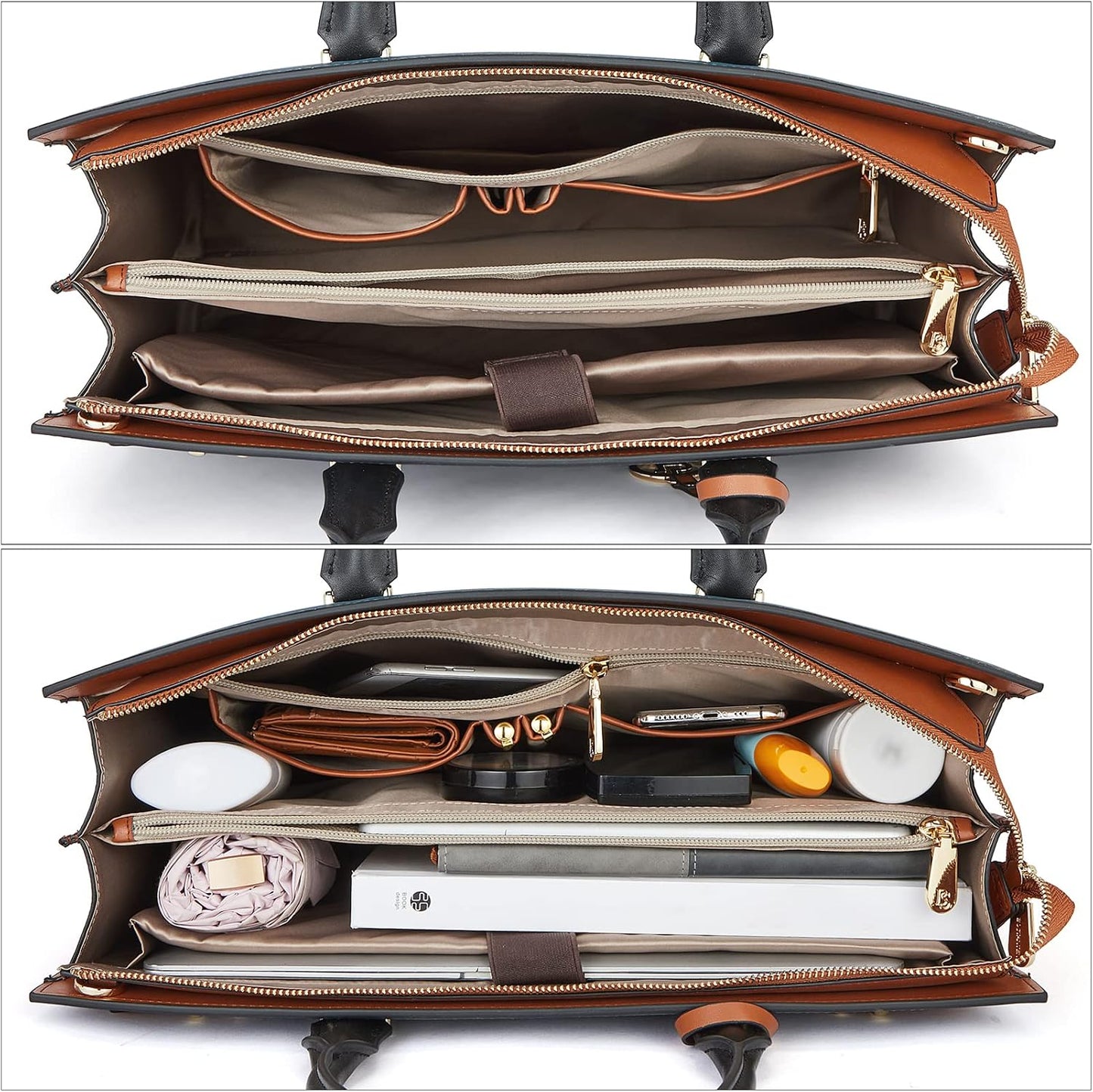 Elegant Läderportfölj för Dam – Perfekt Datorväska & Axelremsväska för 15,6" Laptop