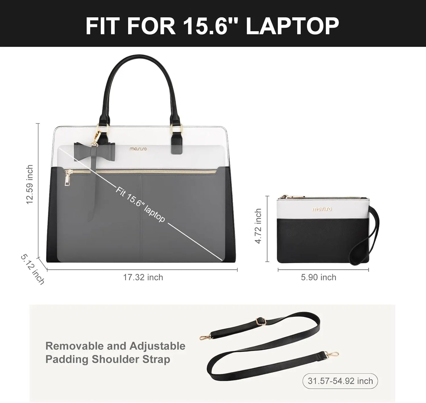 Stylish and Versatile Waterproof PU Leather Laptop Bag for 15-16 Inch MacBook, HP, and Dell - Perfect Tote Handbag for Women