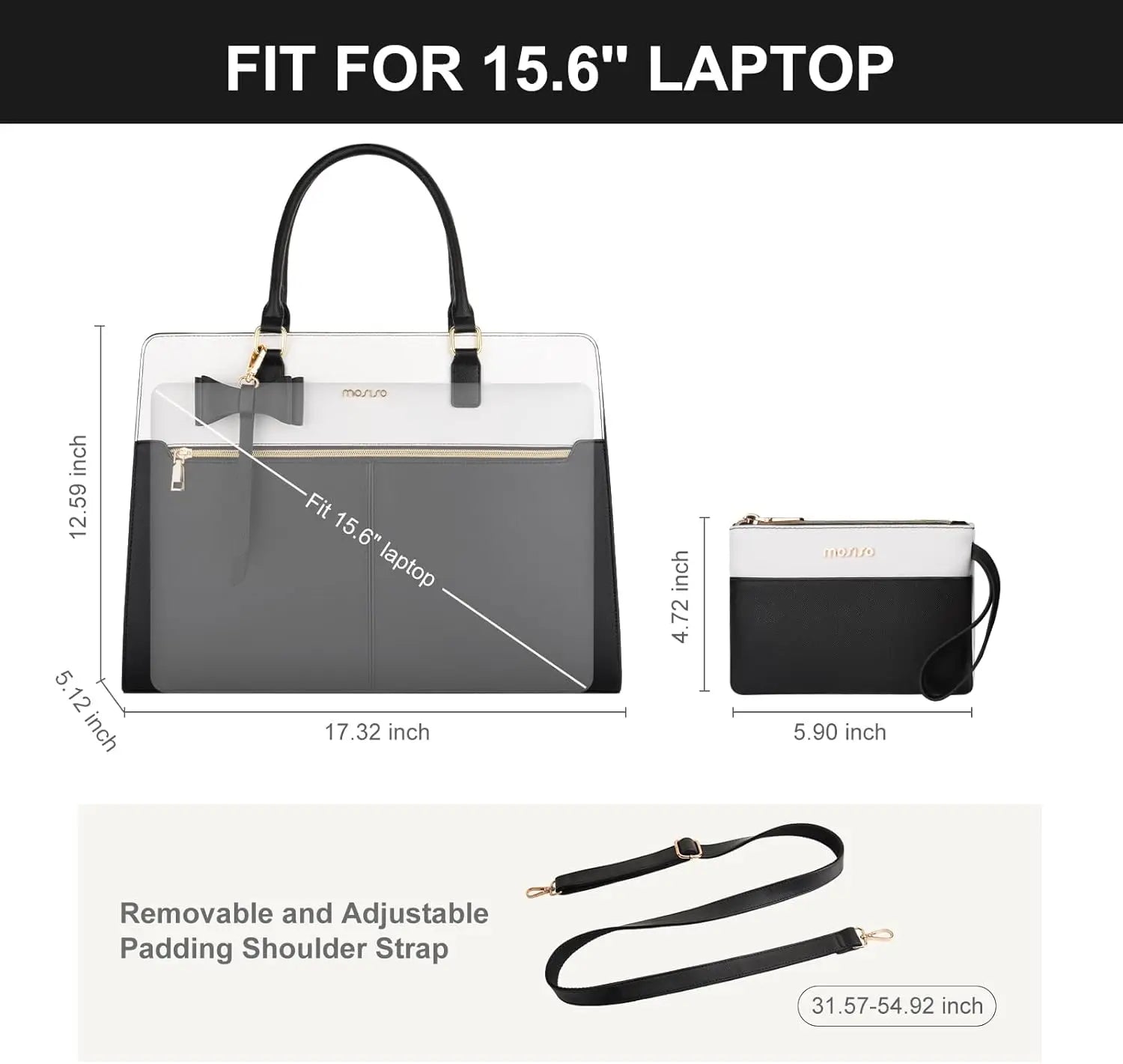 Stylish and Versatile Waterproof PU Leather Laptop Bag for 15-16 Inch MacBook, HP, and Dell - Perfect Tote Handbag for Women