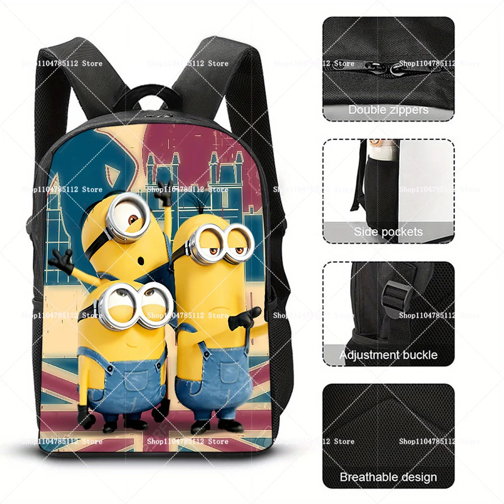 2026 Waterproof Minions Backpack - Stylish Anime Schoolbag with Large Capacity for Students - Perfect Gift for Ages 14+