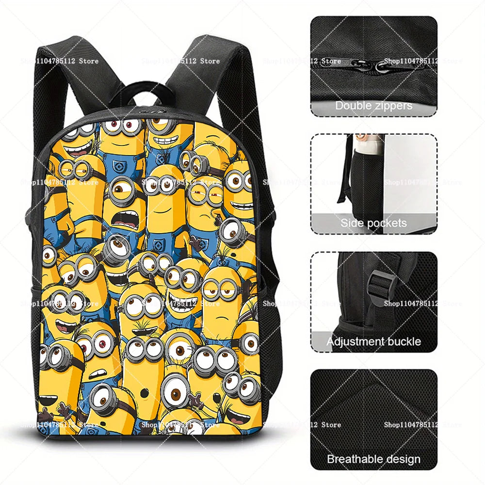 2026 Waterproof Minions Backpack - Stylish Anime Schoolbag with Large Capacity for Students - Perfect Gift for Ages 14+