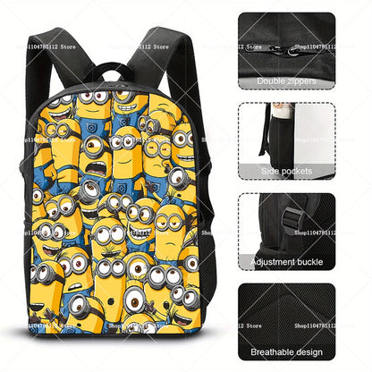 2026 Waterproof Minions Backpack - Stylish Anime Schoolbag with Large Capacity for Students - Perfect Gift for Ages 14+