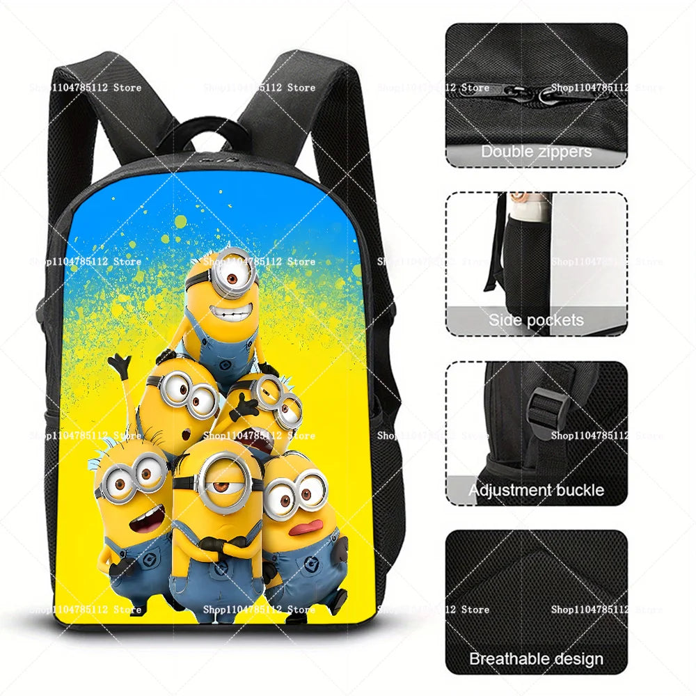 2026 Waterproof Minions Backpack - Stylish Anime Schoolbag with Large Capacity for Students - Perfect Gift for Ages 14+